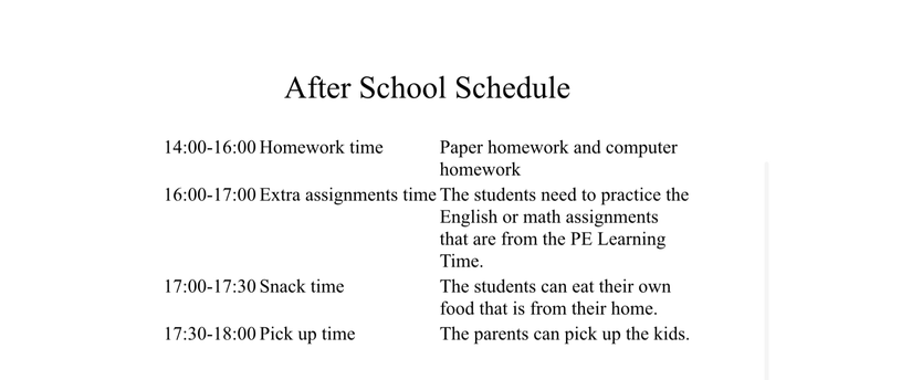 PE Learning Time